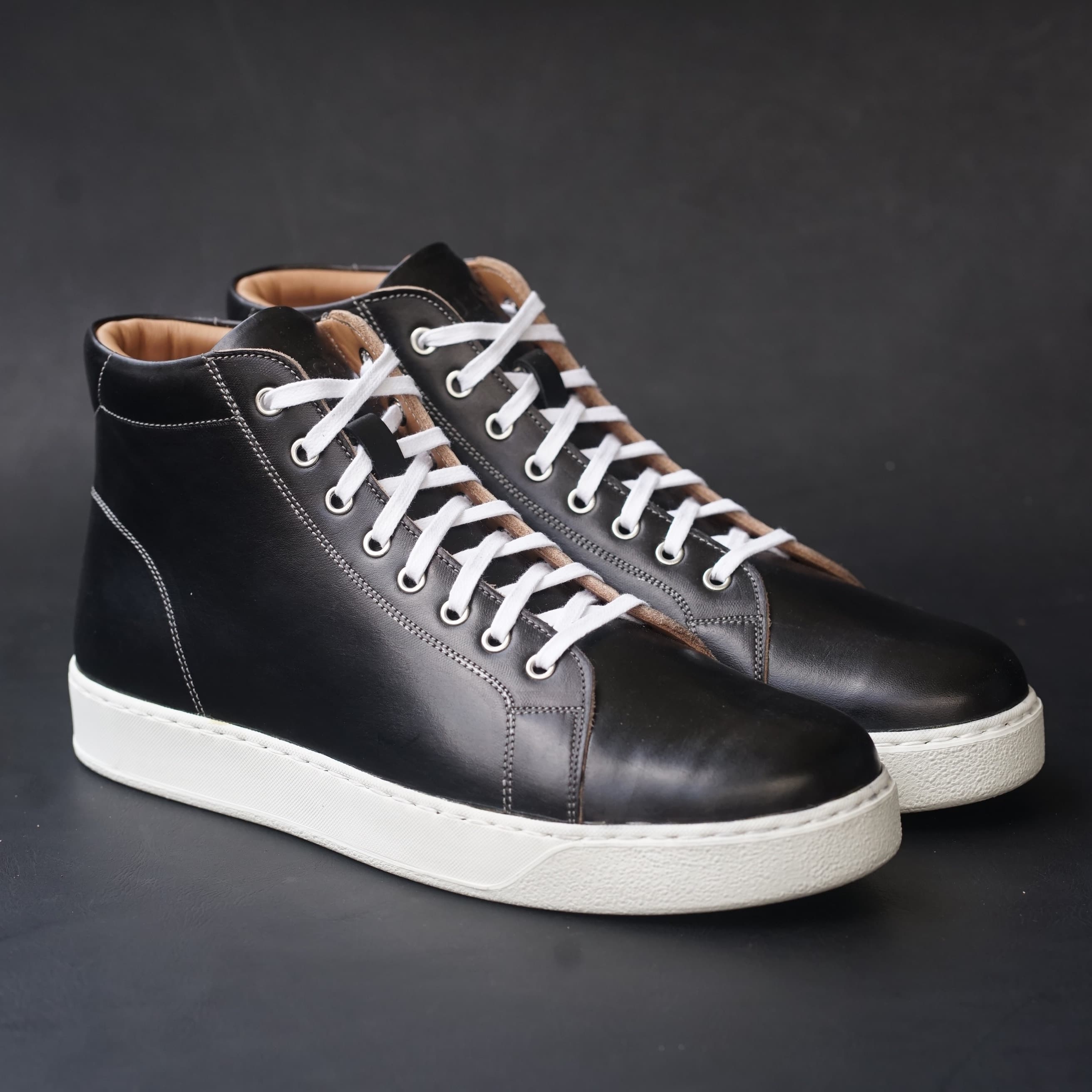 Songo High Top Rubber Sole Sneakers with Veg Tan Leather